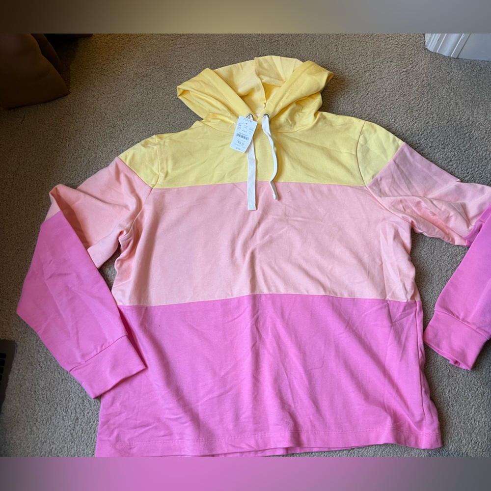 J. Crew Factory Yellow and Pink Colorblock Hoodie